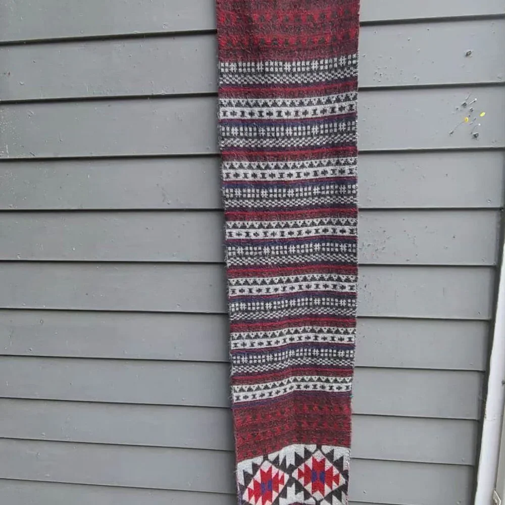 Acrylic Winter Scarf Black Burgundy Gray
